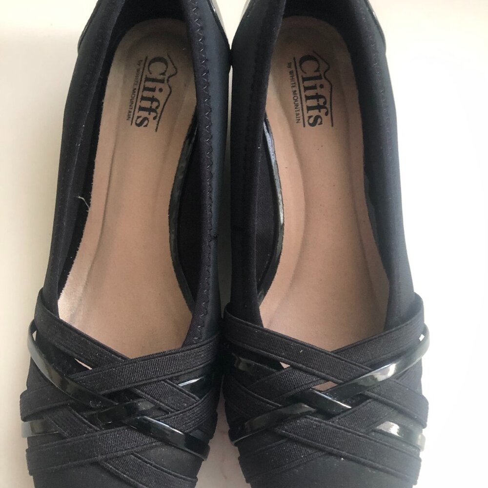SHOES WOMENS CLIFF BY WHITE MOUNTAIN BOWIE WEDGE BLACK SIZE 8M